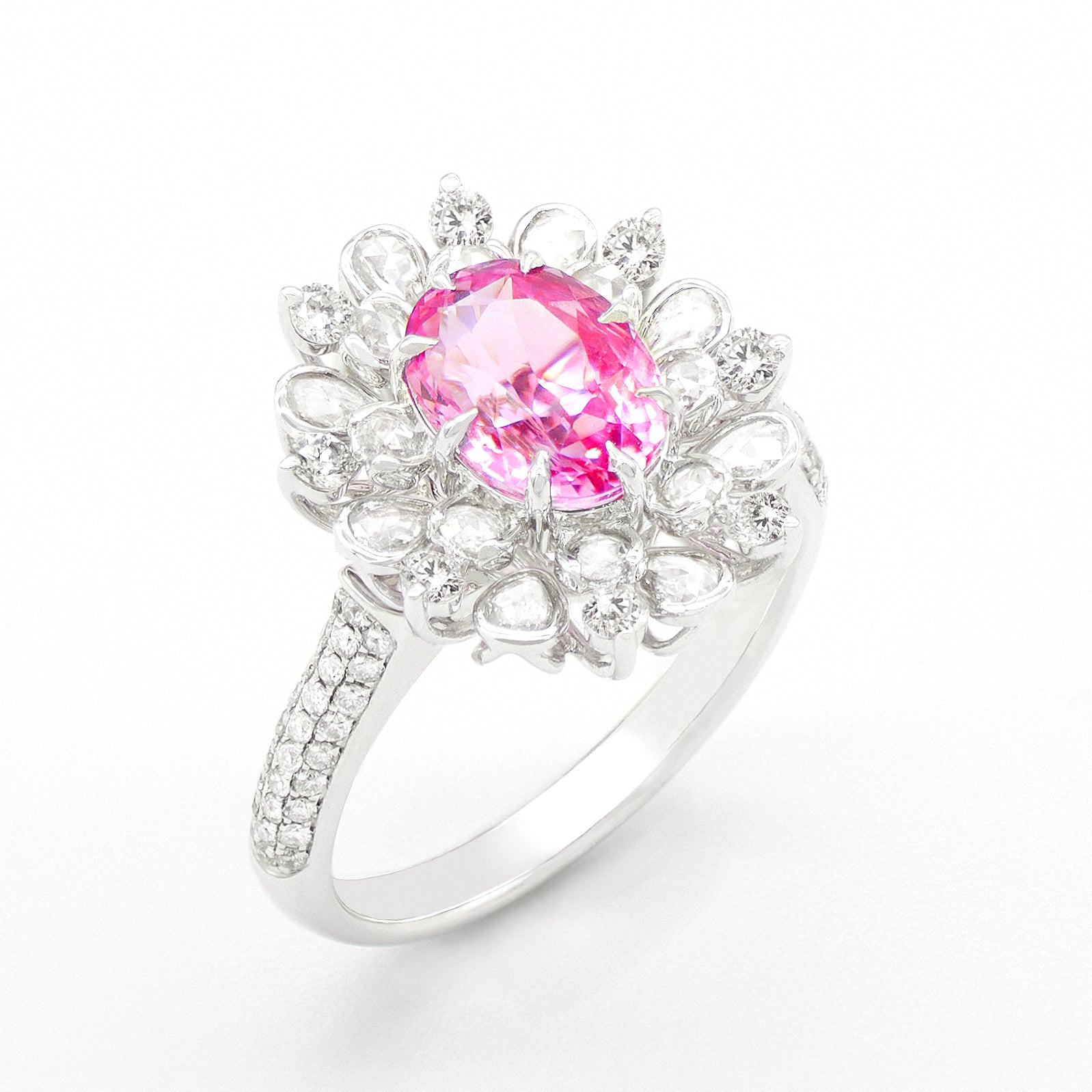 Padparadscha Sapphire & Diamond Ring