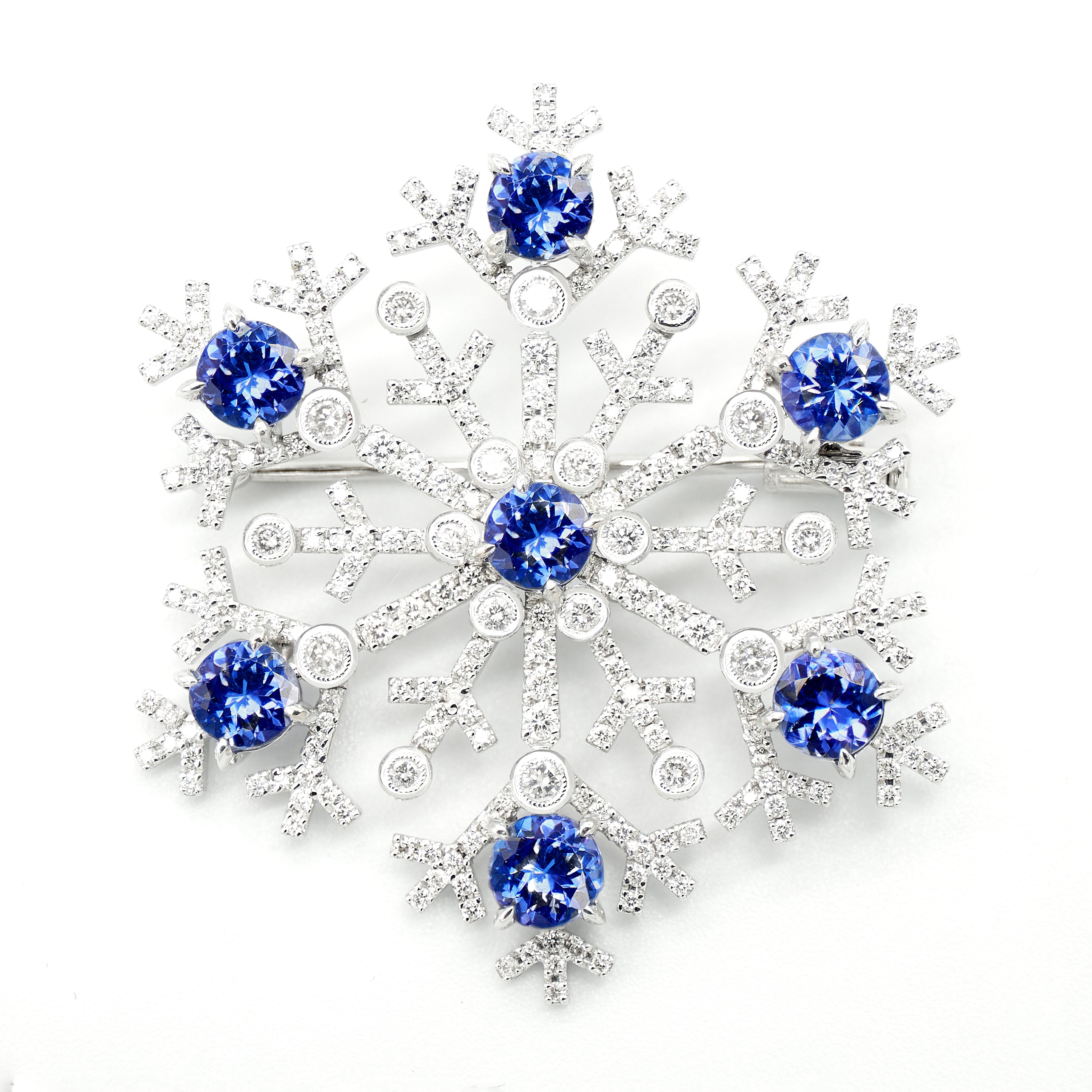 Diamond & Tanzanite Snowflake Brooch