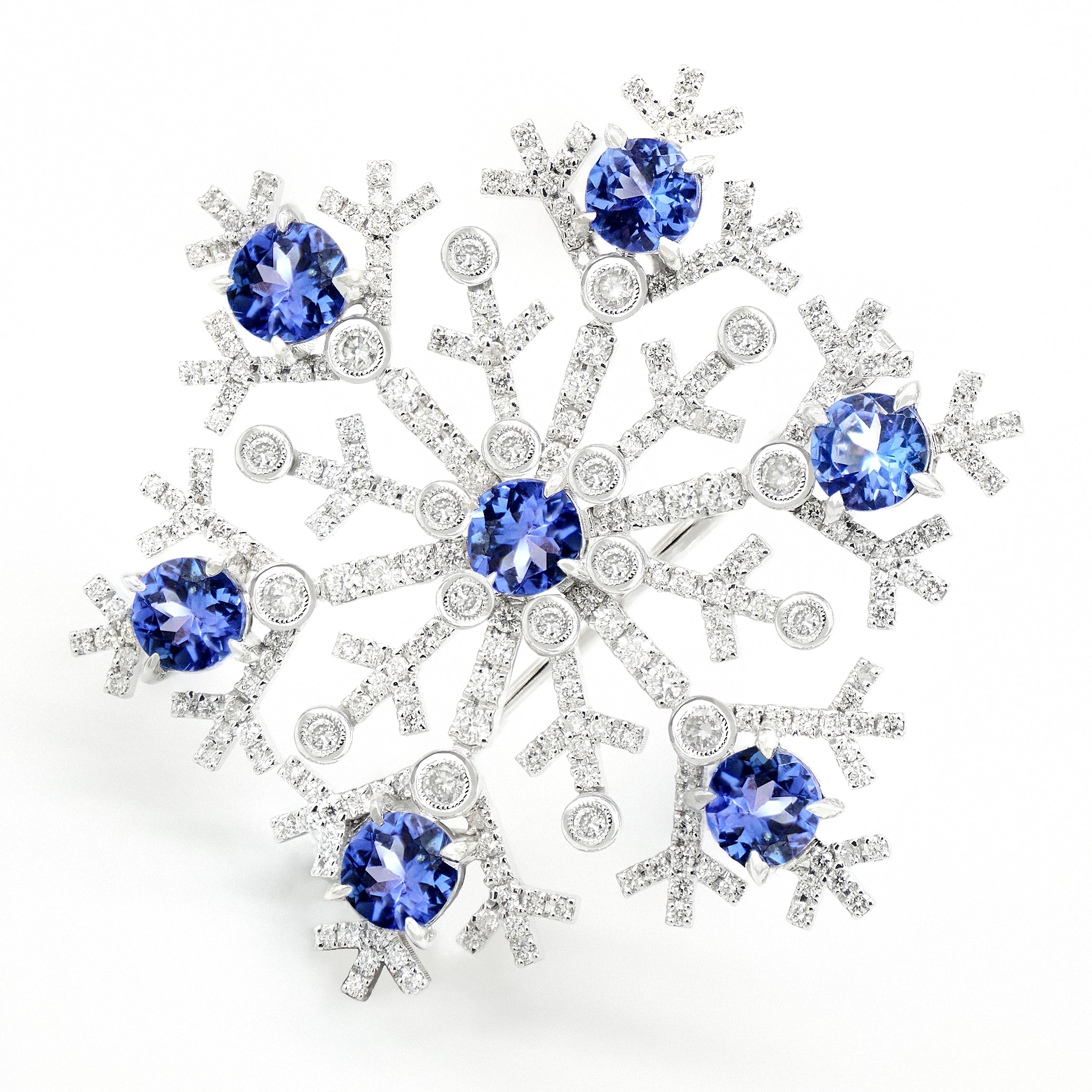 Diamond & Tanzanite Snowflake Brooch